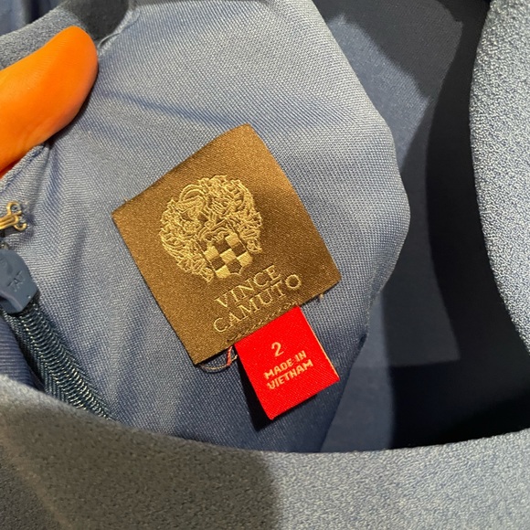 Vince Camuto Fit & Flare Bow Dress 2 Sleeveless Cut Out Blue - Picture 5 of 8